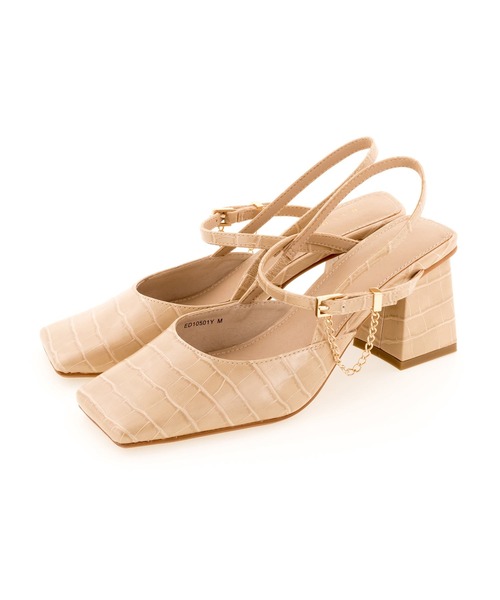 RANDA（ランダ）の「ワイドスクエアトゥバックストラップパンプス（パンプス・レディース・ベージュ/ブラウン/グレイッシュベージュ・LL/M/L/S）」の8枚目の写真