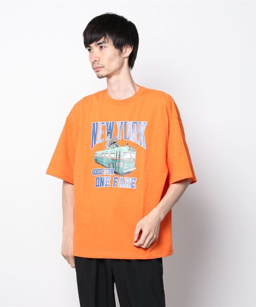 WEGO(ウィゴー)の「∴WEGO/別注MTAプリントビッグシルエット半袖Tシャツ(Tシャツ/カットソー・メンズ・ホワイト/ダークグリーン/オレンジ/ブルー・MEDIUM/LARGE)」の4枚目の写真