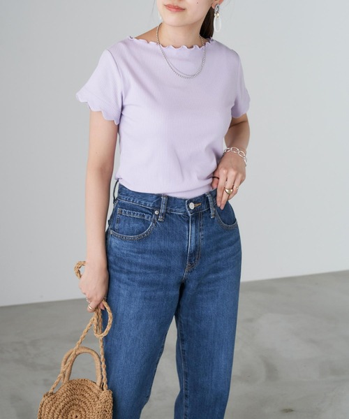 Chaco closet(チャコ クローゼット)の「リブボートネックメロー仕立てカットソー(Tシャツ/カットソー・レディース・サックスブルー/ラベンダー/ホワイト/ブラック/ピンク・FREE)」の18枚目の写真