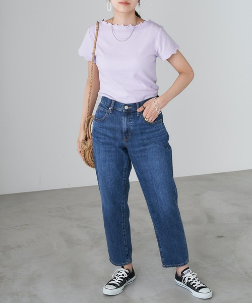 Chaco closet(チャコ クローゼット)の「リブボートネックメロー仕立てカットソー(Tシャツ/カットソー・レディース・サックスブルー/ラベンダー/ホワイト/ブラック/ピンク・FREE)」の20枚目の写真
