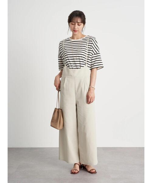 earth music&ecology（アースミュージックアンドエコロジー）の「リネン混サロペット ＊（サロペット/オーバーオール・レディース・ベージュ/ホワイト系その他2/ブラック・L/M）」の6枚目の写真