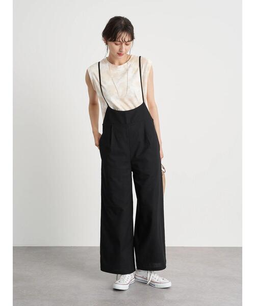 earth music&ecology（アースミュージックアンドエコロジー）の「リネン混サロペット ＊（サロペット/オーバーオール・レディース・ベージュ/ホワイト系その他2/ブラック・L/M）」の7枚目の写真