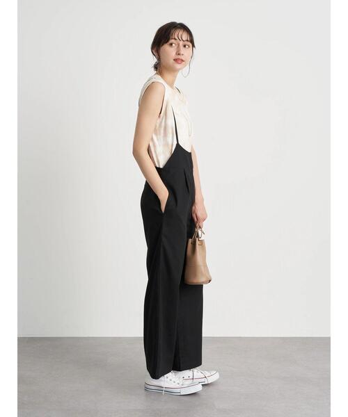 earth music&ecology（アースミュージックアンドエコロジー）の「リネン混サロペット ＊（サロペット/オーバーオール・レディース・ベージュ/ホワイト系その他2/ブラック・L/M）」の8枚目の写真