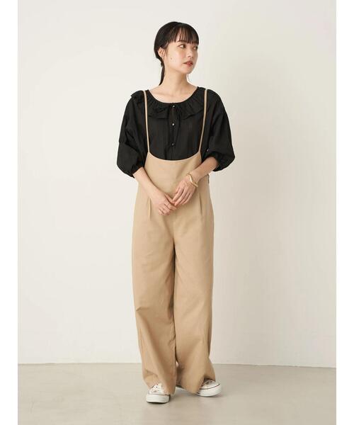 earth music&ecology（アースミュージックアンドエコロジー）の「リネン混サロペット ＊（サロペット/オーバーオール・レディース・ベージュ/ホワイト系その他2/ブラック・L/M）」の20枚目の写真