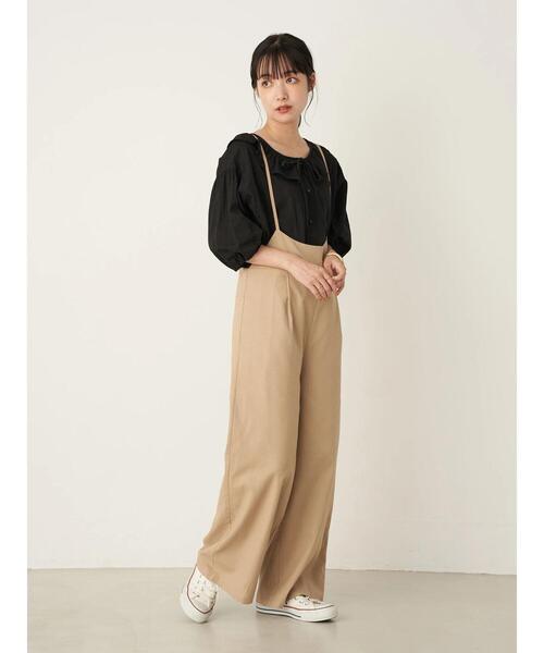 earth music&ecology（アースミュージックアンドエコロジー）の「リネン混サロペット ＊（サロペット/オーバーオール・レディース・ベージュ/ホワイト系その他2/ブラック・L/M）」の21枚目の写真