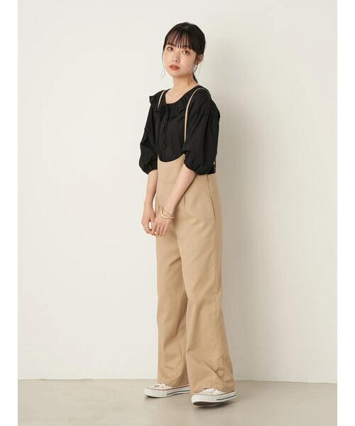 earth music&ecology（アースミュージックアンドエコロジー）の「リネン混サロペット ＊（サロペット/オーバーオール・レディース・ベージュ/ホワイト系その他2/ブラック・L/M）」の22枚目の写真