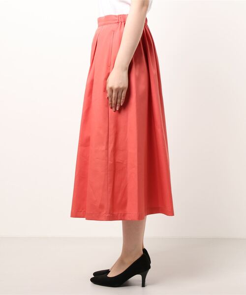 GRANDMA MAMA DAUGHTER（グランマママドーター）の「∴【GRANDMA MAMA DAUGHTER / グランママドーター】ボックスプリーツイージースカート TK811031（スカート・レディース・オレンジ/イエロー・1/0）」の3枚目の写真