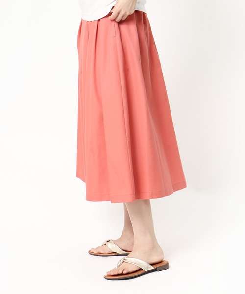 GRANDMA MAMA DAUGHTER（グランマママドーター）の「∴【GRANDMA MAMA DAUGHTER / グランママドーター】ボックスプリーツイージースカート TK811031（スカート・レディース・オレンジ/イエロー・1/0）」の5枚目の写真