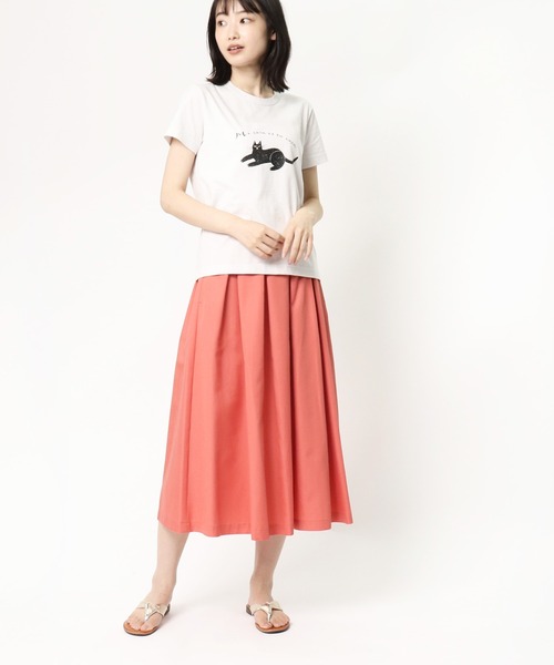 GRANDMA MAMA DAUGHTER（グランマママドーター）の「∴【GRANDMA MAMA DAUGHTER / グランママドーター】ボックスプリーツイージースカート TK811031（スカート・レディース・オレンジ/イエロー・1/0）」の7枚目の写真