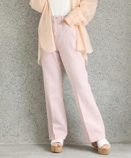 one after another NICE CLAUP（ワンアフターアナザーナイスクラップ）の「バックレースアップフレアデニムパンツ（デニムパンツ・レディース・ピンク/ケミカルウォッシュ/ネイビー/ブルー系その他・SMALL/MEDIUM）」の16枚目の写真