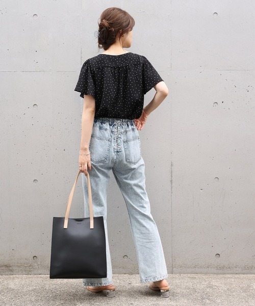 one after another NICE CLAUP（ワンアフターアナザーナイスクラップ）の「バックレースアップフレアデニムパンツ（デニムパンツ・レディース・ピンク/ケミカルウォッシュ/ネイビー/ブルー系その他・SMALL/MEDIUM）」の17枚目の写真