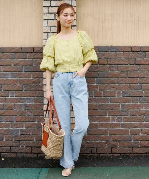 one after another NICE CLAUP（ワンアフターアナザーナイスクラップ）の「バックレースアップフレアデニムパンツ（デニムパンツ・レディース・ピンク/ケミカルウォッシュ/ネイビー/ブルー系その他・SMALL/MEDIUM）」の20枚目の写真