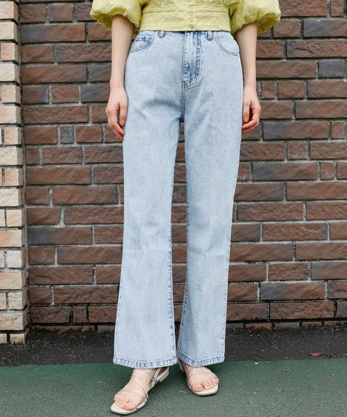 one after another NICE CLAUP（ワンアフターアナザーナイスクラップ）の「バックレースアップフレアデニムパンツ（デニムパンツ・レディース・ピンク/ケミカルウォッシュ/ネイビー/ブルー系その他・SMALL/MEDIUM）」の18枚目の写真