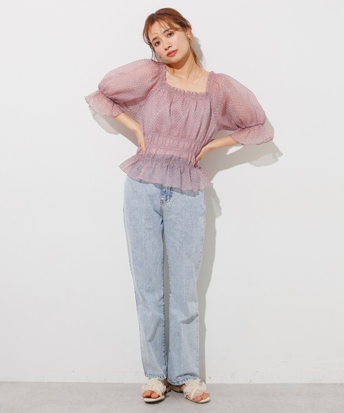 one after another NICE CLAUP（ワンアフターアナザーナイスクラップ）の「バックレースアップフレアデニムパンツ（デニムパンツ・レディース・ピンク/ケミカルウォッシュ/ネイビー/ブルー系その他・SMALL/MEDIUM）」の22枚目の写真