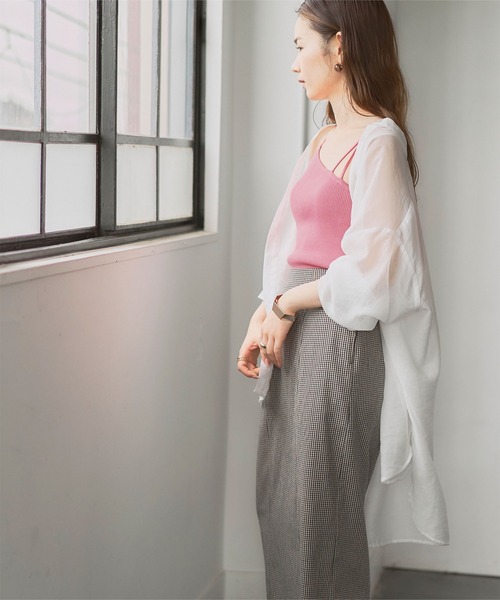 titivate（ティティベイト）の「ｱｼﾝﾒﾄﾘｰﾃﾞｻﾞｲﾝﾆｯﾄｷｬﾐｿｰﾙ（キャミソール・レディース・ブラック/レッド/ピンク/グリーン/グレイッシュベージュ・S/M）」の9枚目の写真