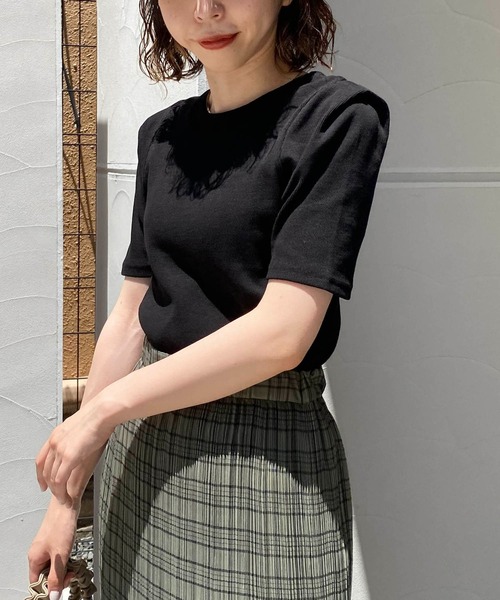 CAPRICIEUX LE'MAGE（カプリシューレマージュ）の「肩タックリブＴシャツ（Tシャツ/カットソー・レディース・ホワイト/ブラック/グリーン系その他/グリーン/ブラウン・FREE）」の20枚目の写真