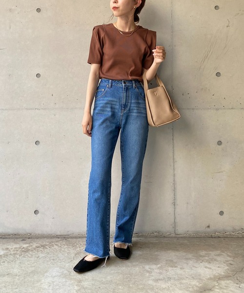 CAPRICIEUX LE'MAGE（カプリシューレマージュ）の「肩タックリブＴシャツ（Tシャツ/カットソー・レディース・ホワイト/ブラック/グリーン系その他/グリーン/ブラウン・FREE）」の9枚目の写真