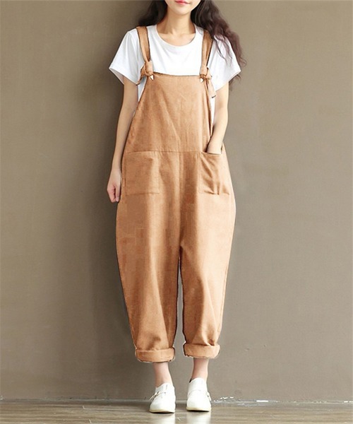 MAISON DE THERESE(メゾン ド テレーズ)の「サロペットワイドパンツ(サロペット/オーバーオール・レディース・キャメル/ブラウン/ブラック/ライトグレー/ライトベージュ・M)」の5枚目の写真