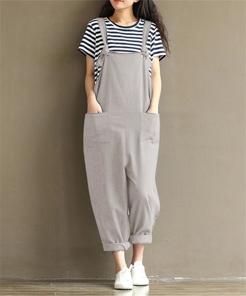 MAISON DE THERESE(メゾン ド テレーズ)の「サロペットワイドパンツ(サロペット/オーバーオール・レディース・キャメル/ブラウン/ブラック/ライトグレー/ライトベージュ・M)」の2枚目の写真