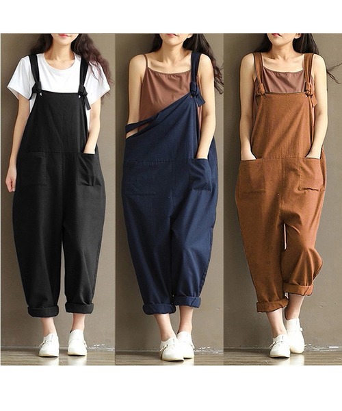 MAISON DE THERESE(メゾン ド テレーズ)の「サロペットワイドパンツ(サロペット/オーバーオール・レディース・キャメル/ブラウン/ブラック/ライトグレー/ライトベージュ・M)」の7枚目の写真