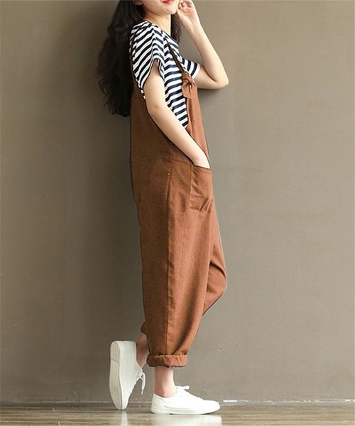 MAISON DE THERESE(メゾン ド テレーズ)の「サロペットワイドパンツ(サロペット/オーバーオール・レディース・キャメル/ブラウン/ブラック/ライトグレー/ライトベージュ・M)」の6枚目の写真