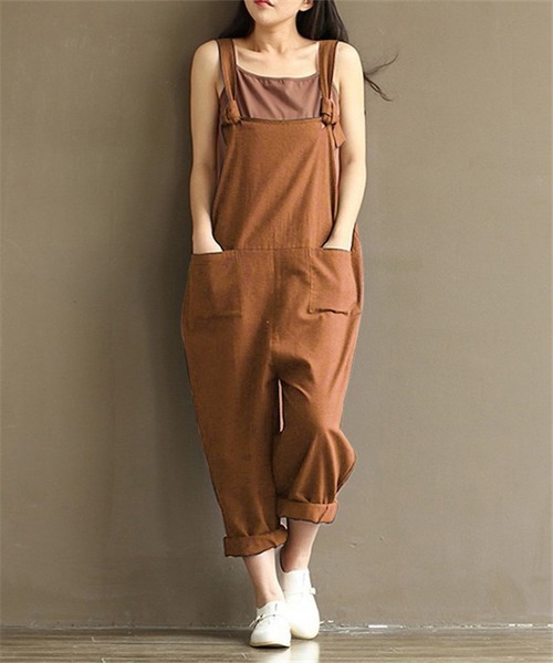 MAISON DE THERESE(メゾン ド テレーズ)の「サロペットワイドパンツ(サロペット/オーバーオール・レディース・キャメル/ブラウン/ブラック/ライトグレー/ライトベージュ・M)」の8枚目の写真