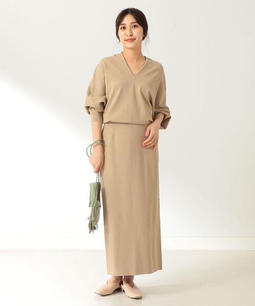 Demi-Luxe BEAMS（デミルクス ビームス）の「Demi-Luxe BEAMS / ミラノリブ ロング タイトスカート（スカート・レディース・ブラック/ベージュ/サックスブルー・38/36）」の5枚目の写真