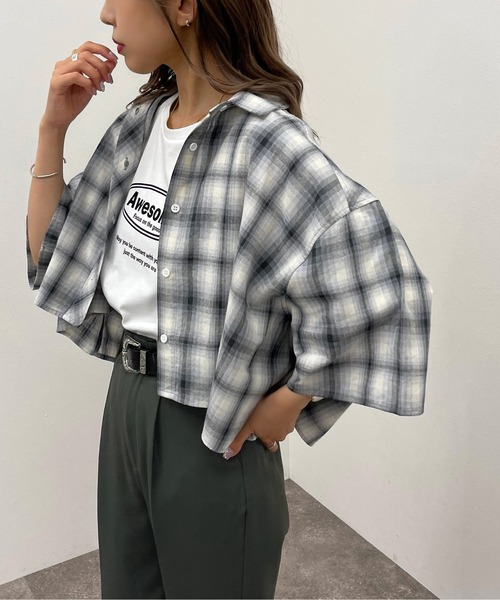 apres jour mignon(アプレジュールミニョン)の「アソート柄ショートシャツ 【ZOZOTOWN限定アイテム】(シャツ/ブラウス・レディース・その他/ブラック系その他2/グレー系その他/グリーン系その他/ブルー系その他・X-LARGE/フリー)」の3枚目の写真