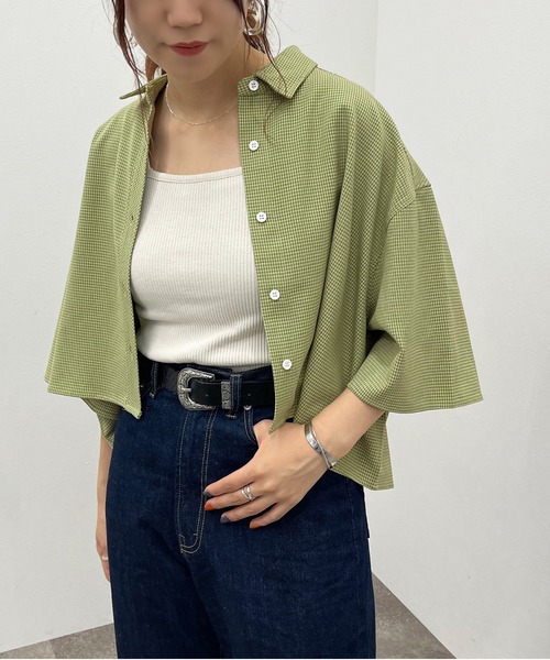 apres jour mignon(アプレジュールミニョン)の「アソート柄ショートシャツ 【ZOZOTOWN限定アイテム】(シャツ/ブラウス・レディース・その他/ブラック系その他2/グレー系その他/グリーン系その他/ブルー系その他・X-LARGE/フリー)」の1枚目の写真