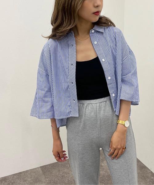 apres jour mignon(アプレジュールミニョン)の「アソート柄ショートシャツ 【ZOZOTOWN限定アイテム】(シャツ/ブラウス・レディース・その他/ブラック系その他2/グレー系その他/グリーン系その他/ブルー系その他・X-LARGE/フリー)」の4枚目の写真