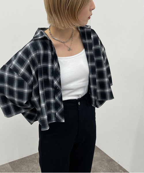 apres jour mignon(アプレジュールミニョン)の「アソート柄ショートシャツ 【ZOZOTOWN限定アイテム】(シャツ/ブラウス・レディース・その他/ブラック系その他2/グレー系その他/グリーン系その他/ブルー系その他・X-LARGE/フリー)」の7枚目の写真