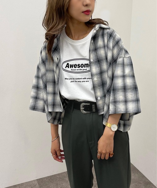 apres jour mignon(アプレジュールミニョン)の「アソート柄ショートシャツ 【ZOZOTOWN限定アイテム】(シャツ/ブラウス・レディース・その他/ブラック系その他2/グレー系その他/グリーン系その他/ブルー系その他・X-LARGE/フリー)」の12枚目の写真