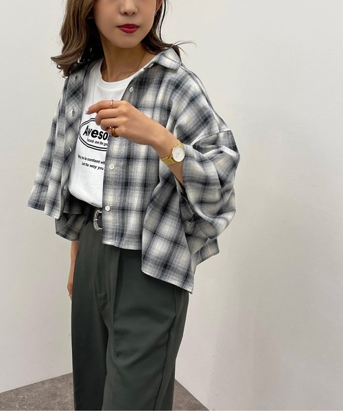 apres jour mignon(アプレジュールミニョン)の「アソート柄ショートシャツ 【ZOZOTOWN限定アイテム】(シャツ/ブラウス・レディース・その他/ブラック系その他2/グレー系その他/グリーン系その他/ブルー系その他・X-LARGE/フリー)」の13枚目の写真