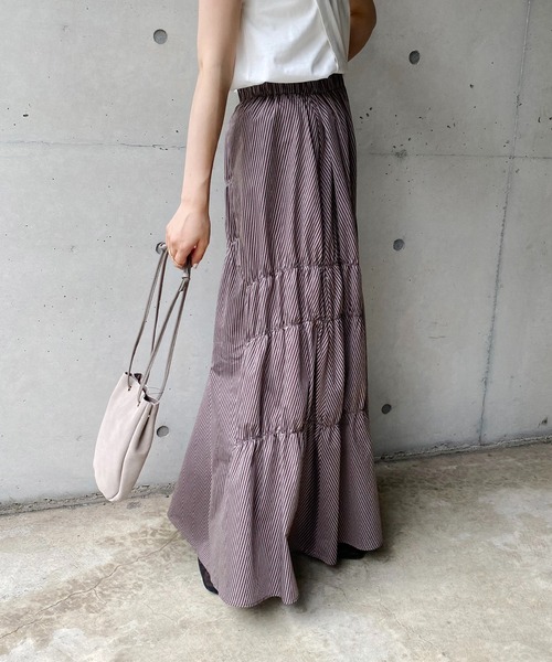 CAPRICIEUX LE'MAGE(カプリシューレマージュ)の「アシメギャザースカート(スカート・レディース・ブラック/ブラウン/イエロー・FREE)」の1枚目の写真