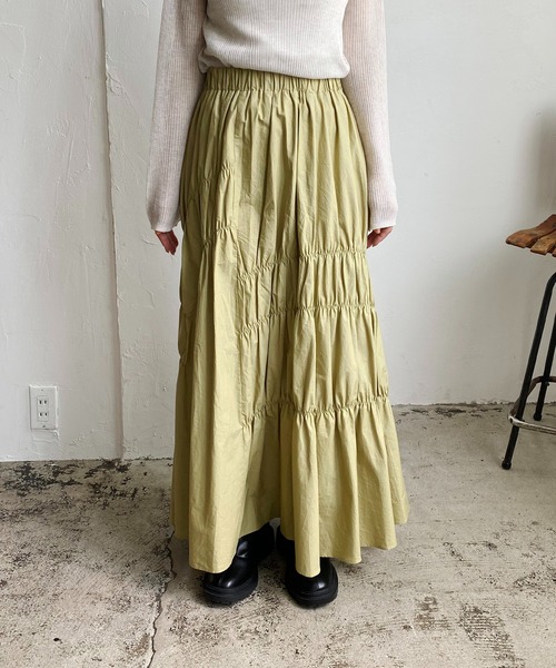 CAPRICIEUX LE'MAGE(カプリシューレマージュ)の「アシメギャザースカート(スカート・レディース・ブラック/ブラウン/イエロー・FREE)」の4枚目の写真