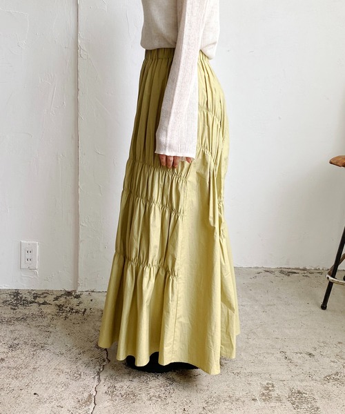 CAPRICIEUX LE'MAGE(カプリシューレマージュ)の「アシメギャザースカート(スカート・レディース・ブラック/ブラウン/イエロー・FREE)」の5枚目の写真