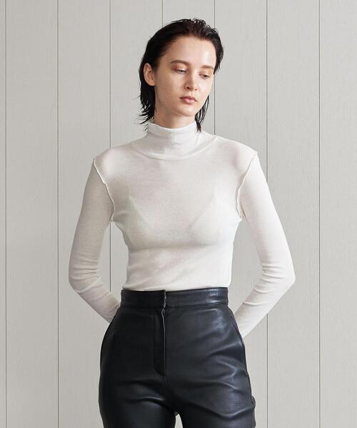 H　BEAUTY&YOUTH UNITED ARROWS（エイチビューティーアンドユースユナイテッドアローズ）の「＜H＞COTTON RIB HIGH NECK/カットソー（Tシャツ/カットソー・レディース・ホワイト/ブラック/ダークグリーン/オレンジ/モカ/ライラック/ライム・FREE）」の12枚目の写真