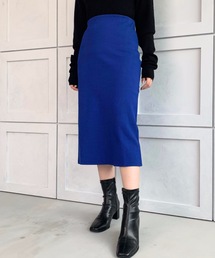 moment+ | 【New Arrival】綿ストレッチリブセミタイトスカート(スカート)