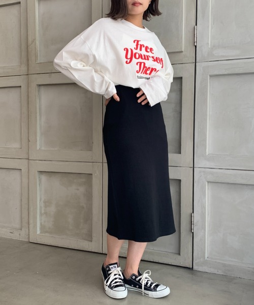 moment+（モーメントプラス）の「【セットアップ対応】綿ストレッチリブセミタイトスカート（スカート・レディース・ブラック/グリーン/パープル/レッド/杢グレー/ライトグリーン/ブルー/グリーン系その他・S/M/L）」の20枚目の写真