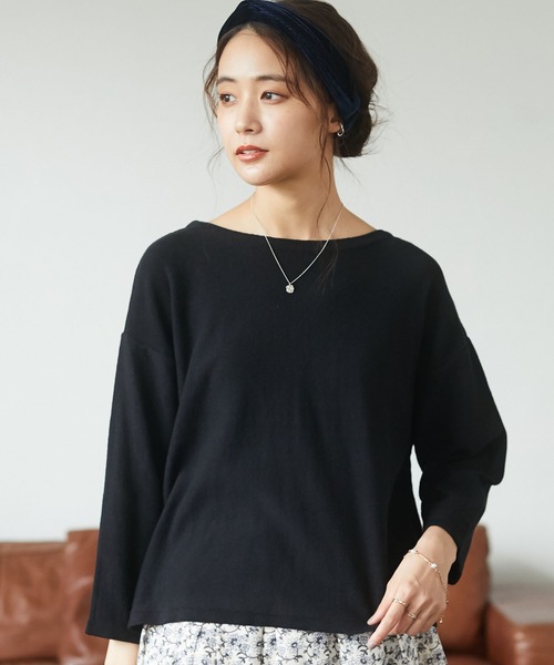 CRAFT STANDARD BOUTIQUE（クラフトスタンダードブティック）の「【ウォッシャブル】7分袖ニットプルオーバー　＊◇（ニット/セーター・レディース・ブラウン系その他7/モカ/ブラック/ブラック系その他4・FREE）」の2枚目の写真