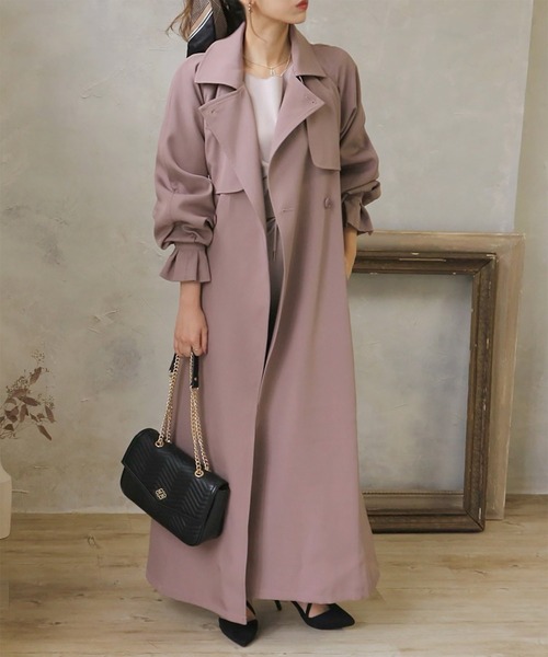 ROYAL PARTY(ロイヤルパーティー)の「オーバーロングトレンチコート(トレンチコート・レディース・ブラウン/カーキ/ベージュ・FREE)」の8枚目の写真