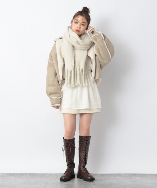 Heather（ヘザー）の「オオバンストール　254589（ストール/ショール・レディース・アイボリー/ホワイト系その他/ブラック/ブラック系その他/グリーン系その他/ベージュ系その他・ONE SIZE）」の7枚目の写真