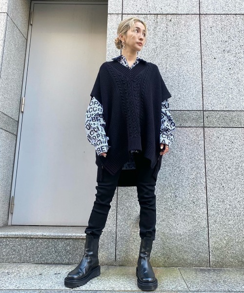 DANKE SCHON（ダンケシェーン）の「DankeSchon/ダンケシェーン/ジップアップニットベスト（ベスト・メンズ・ホワイト/ブラック/カーキ・FREE）」の12枚目の写真