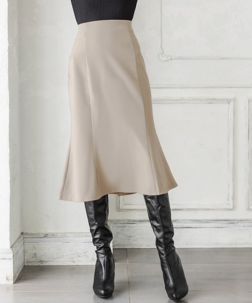 Julia Boutique（ジュリアブティック）の「ミディアム丈チューリップスカート/21536（スカート・レディース・ピンク/ベージュ/ブルー/ベージュ系/ブラック/グリーン系/オレンジ/ホワイト・MEDIUM）」の3枚目の写真