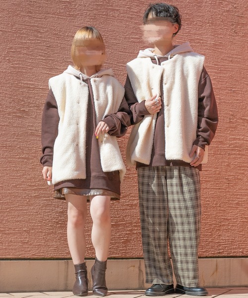 PairPair（ペアペア）の「ボアベスト(ユニセックス)（ベスト・レディース・アイボリー/モカ・MEDIUM/LARGE）」の18枚目の写真