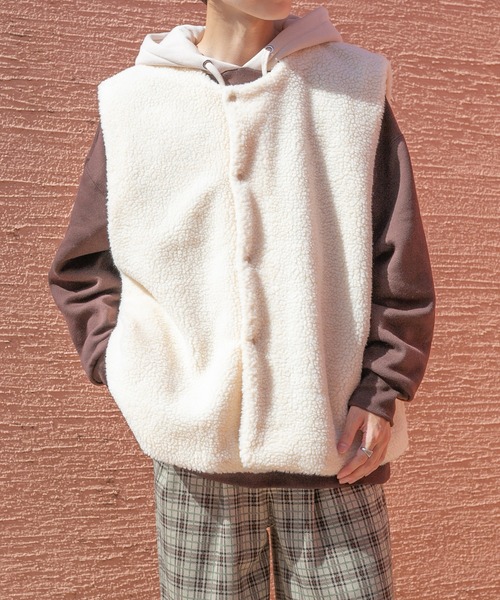 PairPair（ペアペア）の「ボアベスト(ユニセックス)（ベスト・レディース・アイボリー/モカ・MEDIUM/LARGE）」の10枚目の写真