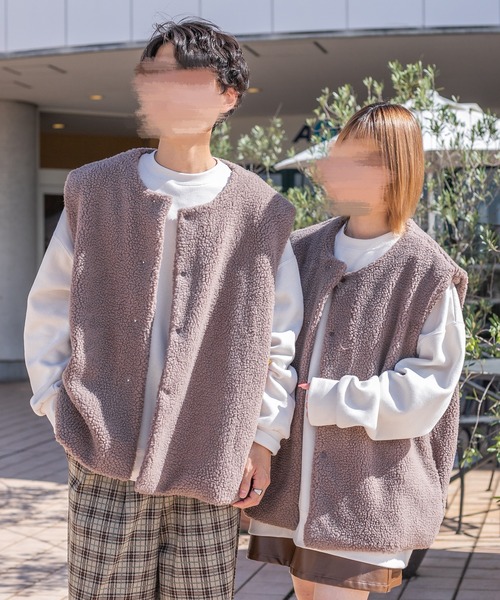 PairPair（ペアペア）の「ボアベスト(ユニセックス)（ベスト・レディース・アイボリー/モカ・MEDIUM/LARGE）」の14枚目の写真