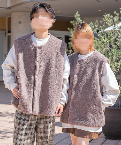 PairPair（ペアペア）の「ボアベスト(ユニセックス)（ベスト・レディース・アイボリー/モカ・MEDIUM/LARGE）」の16枚目の写真