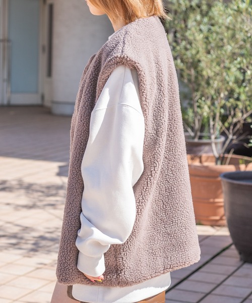 PairPair（ペアペア）の「ボアベスト(ユニセックス)（ベスト・レディース・アイボリー/モカ・MEDIUM/LARGE）」の20枚目の写真