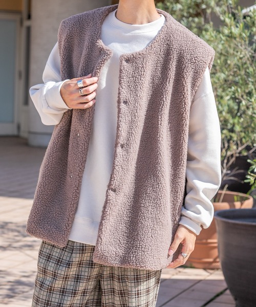 PairPair（ペアペア）の「ボアベスト(ユニセックス)（ベスト・レディース・アイボリー/モカ・MEDIUM/LARGE）」の15枚目の写真